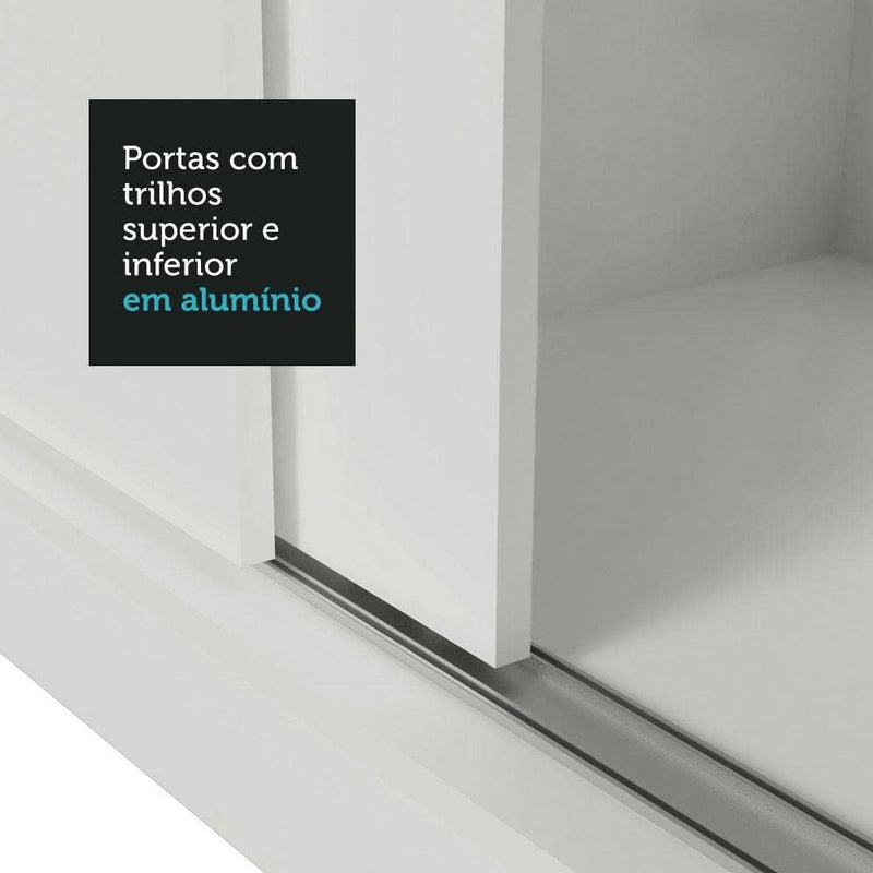 Guarda-roupa Casal Madesa Mônaco 3 Portas de Correr com Espelho - Branco