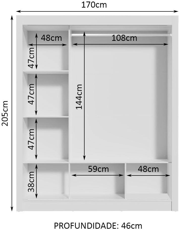 Guarda-roupa Casal Madesa Mônaco 3 Portas de Correr com Espelho - Branco