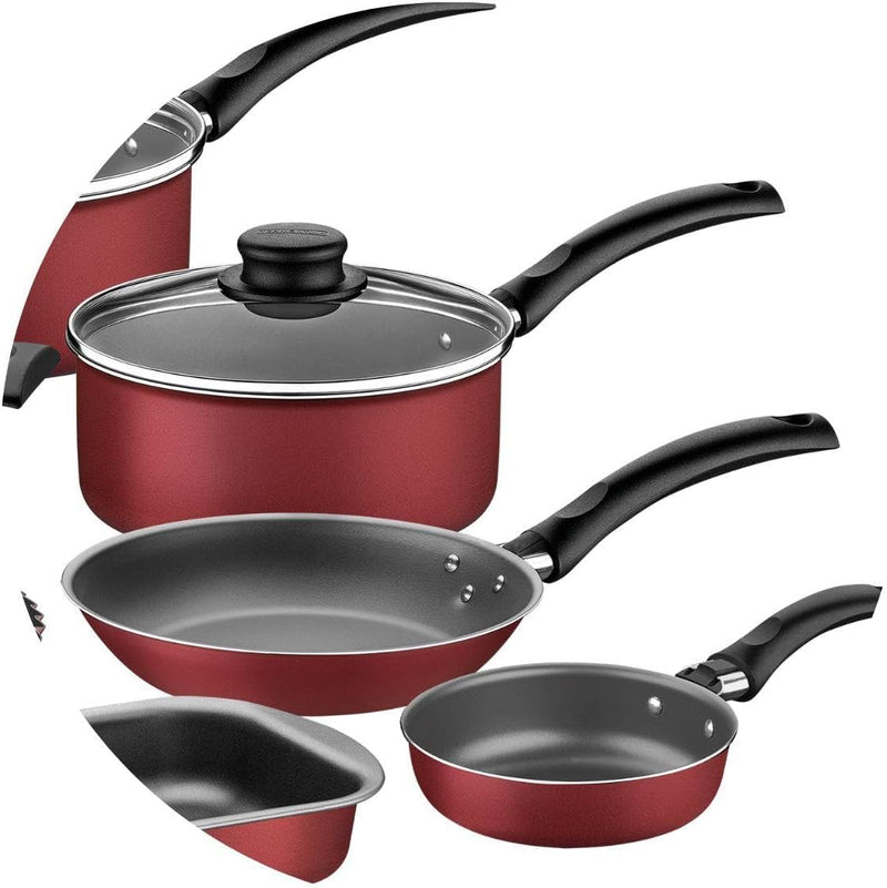 Kit para Cozinha 12 Peças com Jogo de Panelas Vermelho e Utensilios Tramontina Turim