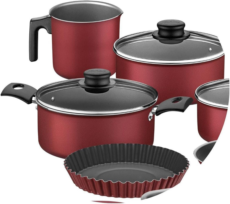 Kit para Cozinha 12 Peças com Jogo de Panelas Vermelho e Utensilios Tramontina Turim