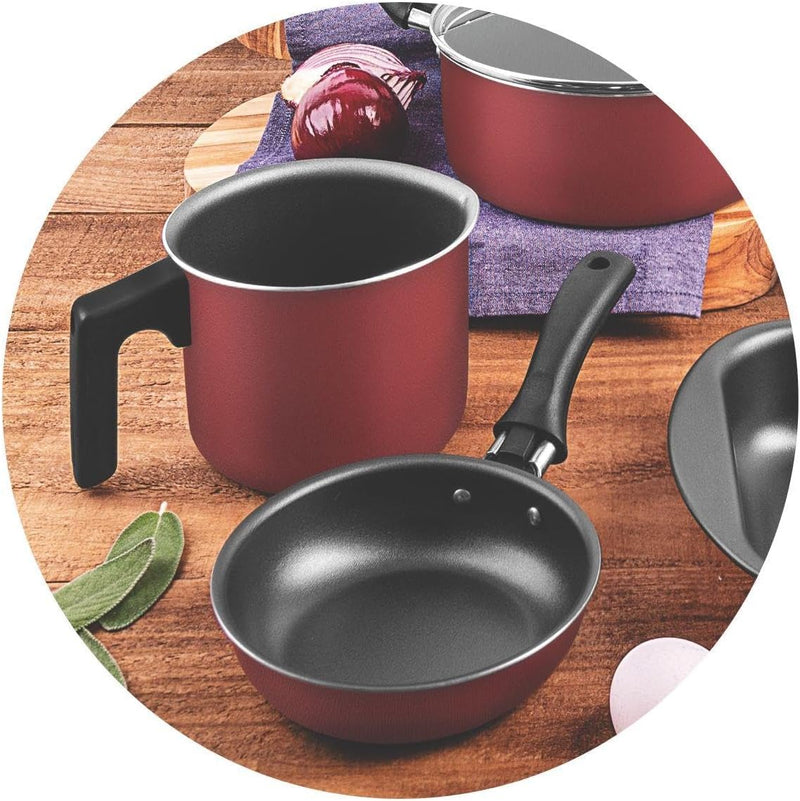 Kit para Cozinha 12 Peças com Jogo de Panelas Vermelho e Utensilios Tramontina Turim