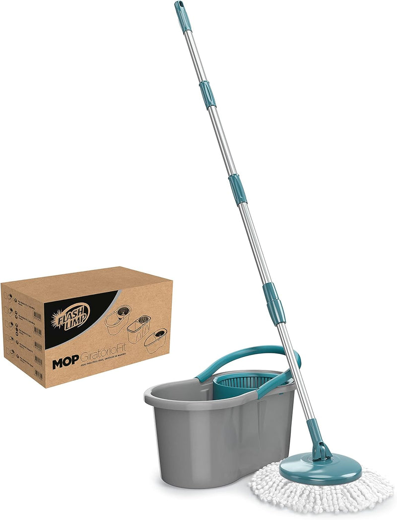 Flash Limp MOP5010 - Mop FIT Giratório, Medidas Balde - 22 cm x 39 cm x 20,5 cm, Cabo com refil - 35 cm x 35 cm x 104 cm a 128 cm