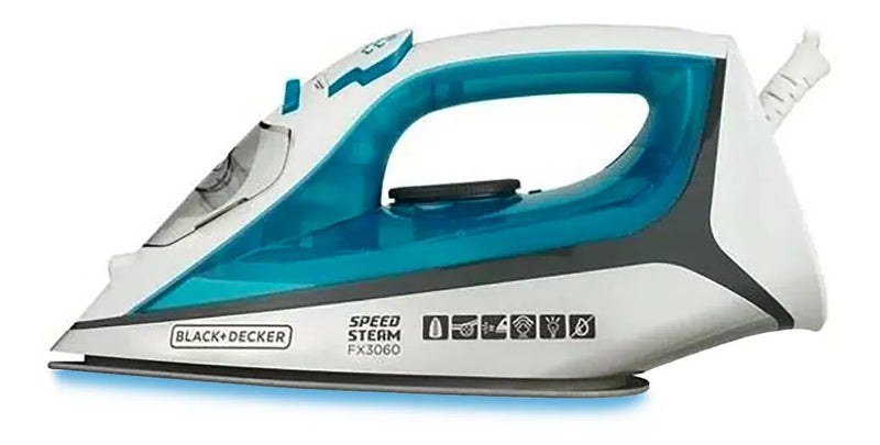 Ferro de Passar Roupa Black Decker Com Vaporizador Base Antiaderente Azul e Branco Modelo FX3060 110V