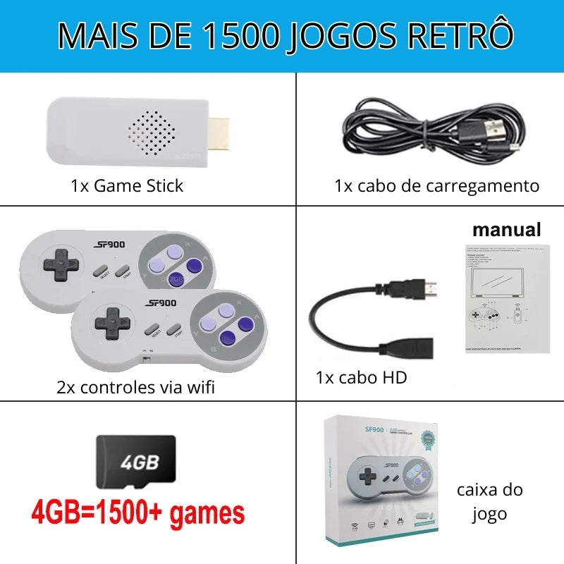 Game Retrô Game Clássico 4k + 2 Controles