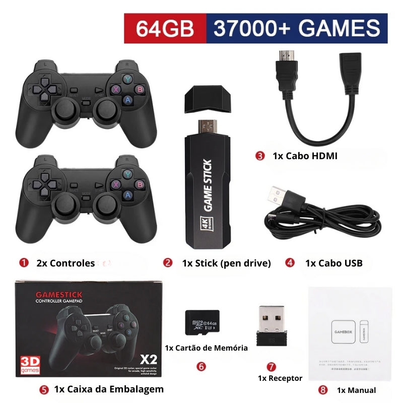 Game Stick Gd 10 + 2 Controles Sem Fio