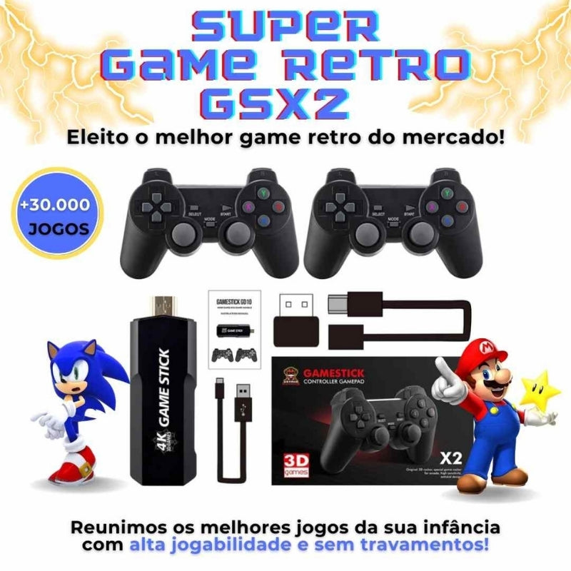 Game Stick Gd 10 + 2 Controles Sem Fio